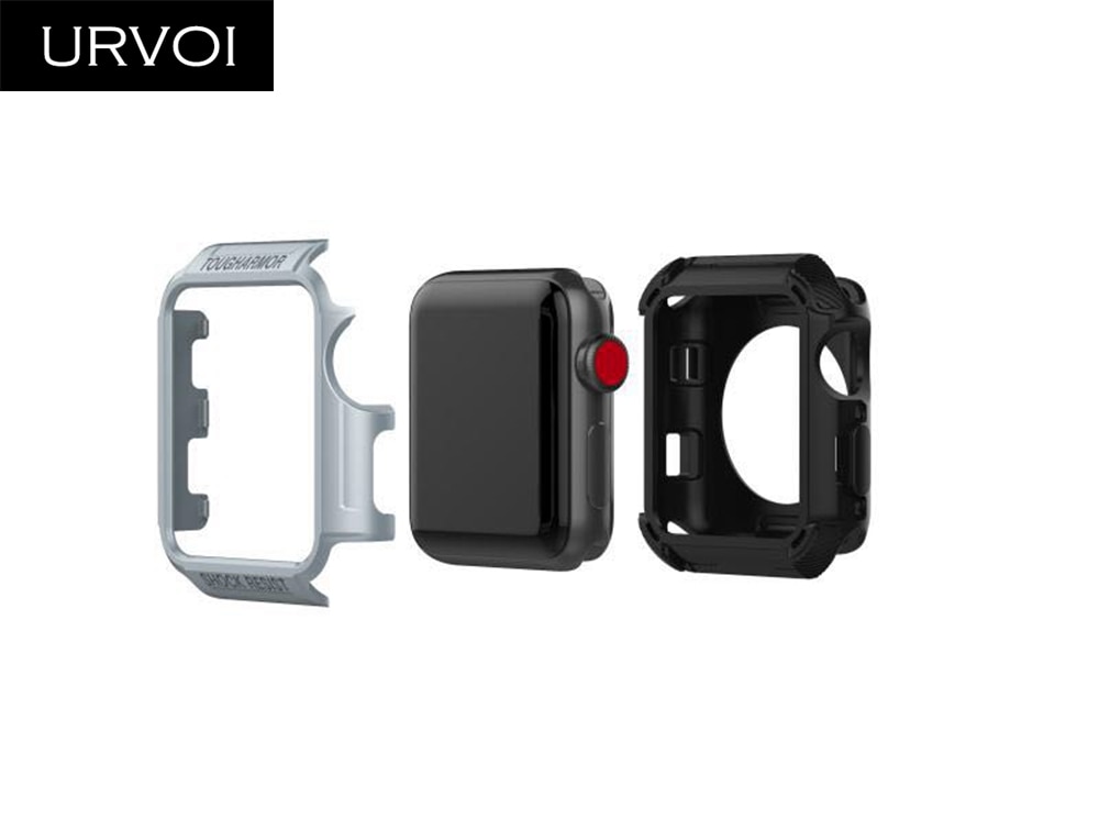 URVOI-funda protectora de silicona para Apple Watch series 3, 2 y 1, protectora completa de color metálico de 38 y 42mm