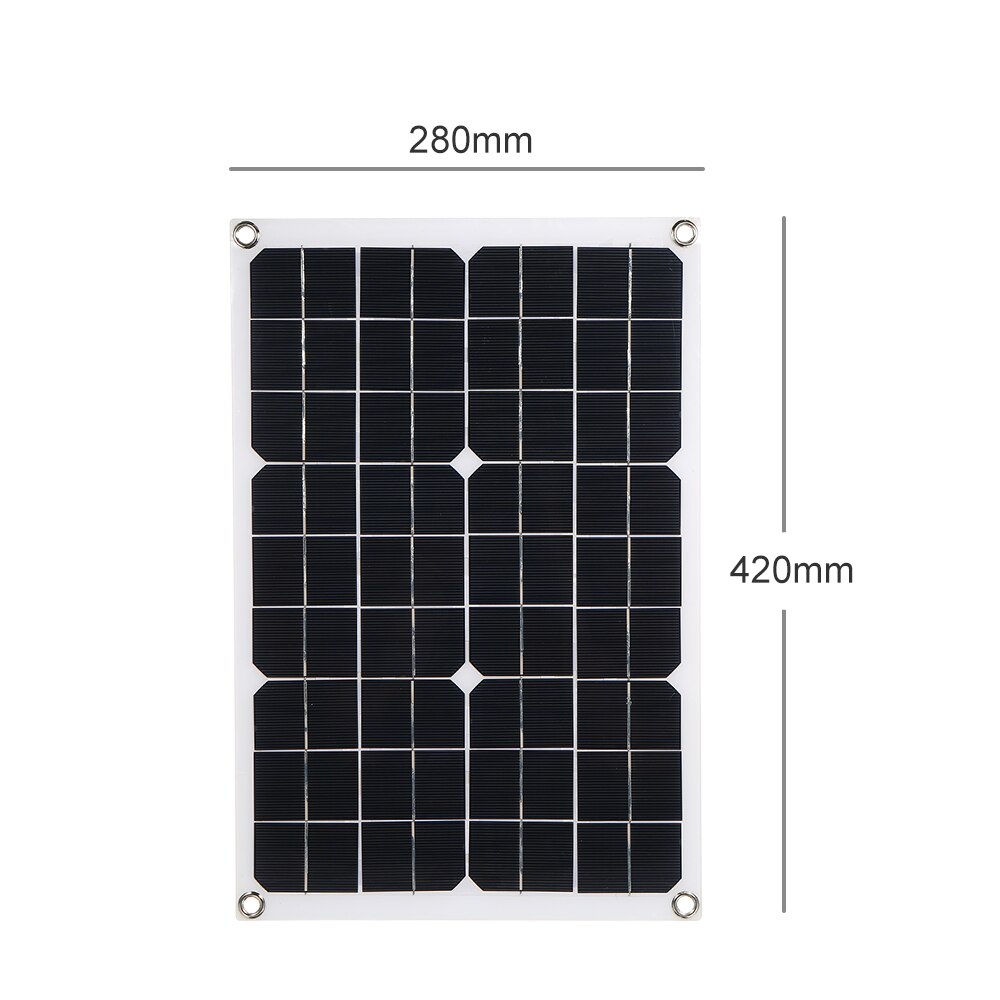 50W DC 5V/18V Dual Output Solar Panel with 2 USB Ports & Car Charge IP65 Water Resistance 12V/24V Solar Charge Controller PWM