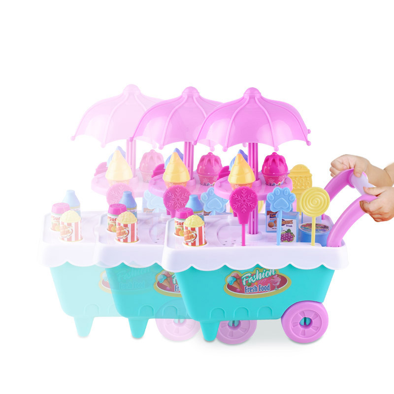 Children&#39;s Simulation Candy Ice Cream Small Cart Girls Cute Puzzle House Toys