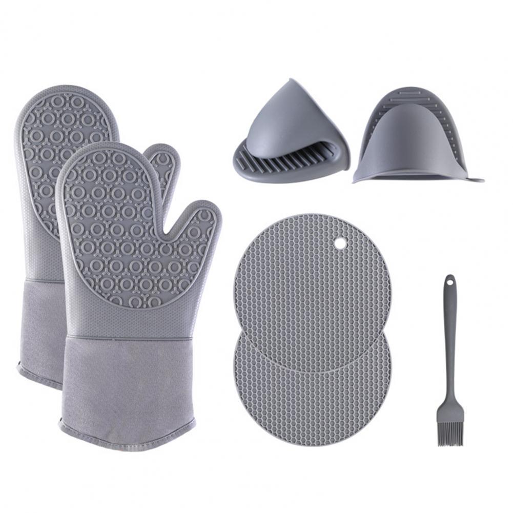 1 Set Multifunctionele Hittebestendige Siliconen Antislip Duurzaam Oven Pot Magnetron Handschoenen Pannenlap Keuken Ovenwanten Set