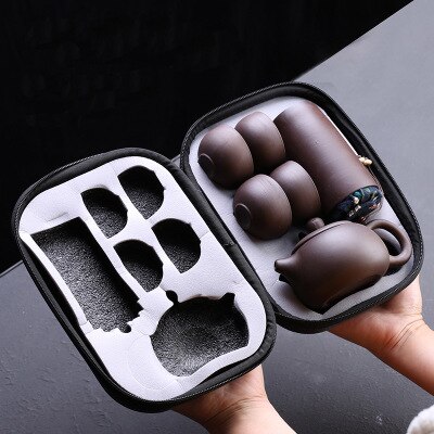 Portable Travel Tea Set Ceramic Tea Set Box One Pot Four Cups High-end: x