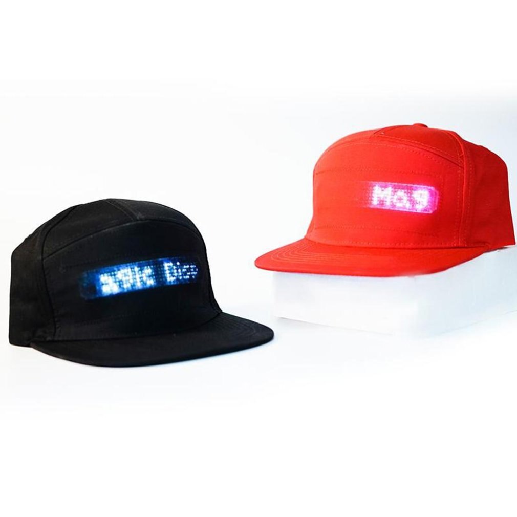Rød/sort mobil app drift led lys hip hop hat til fest ridning for mænd kvinder praktisk reklame hat