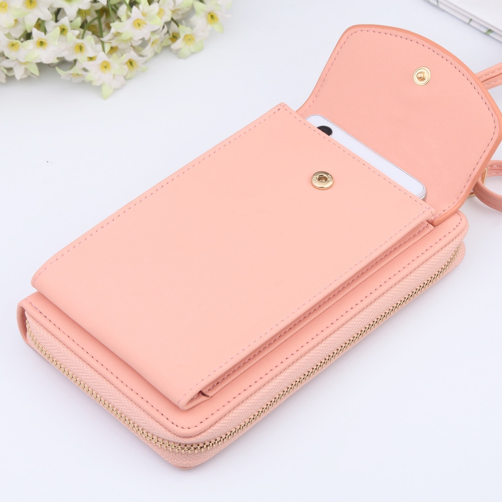 Kvinder clutch dame pung lynlås telefon lomme kortholder lang pung skulder taske telefon tasker kvinde punge dame carteras