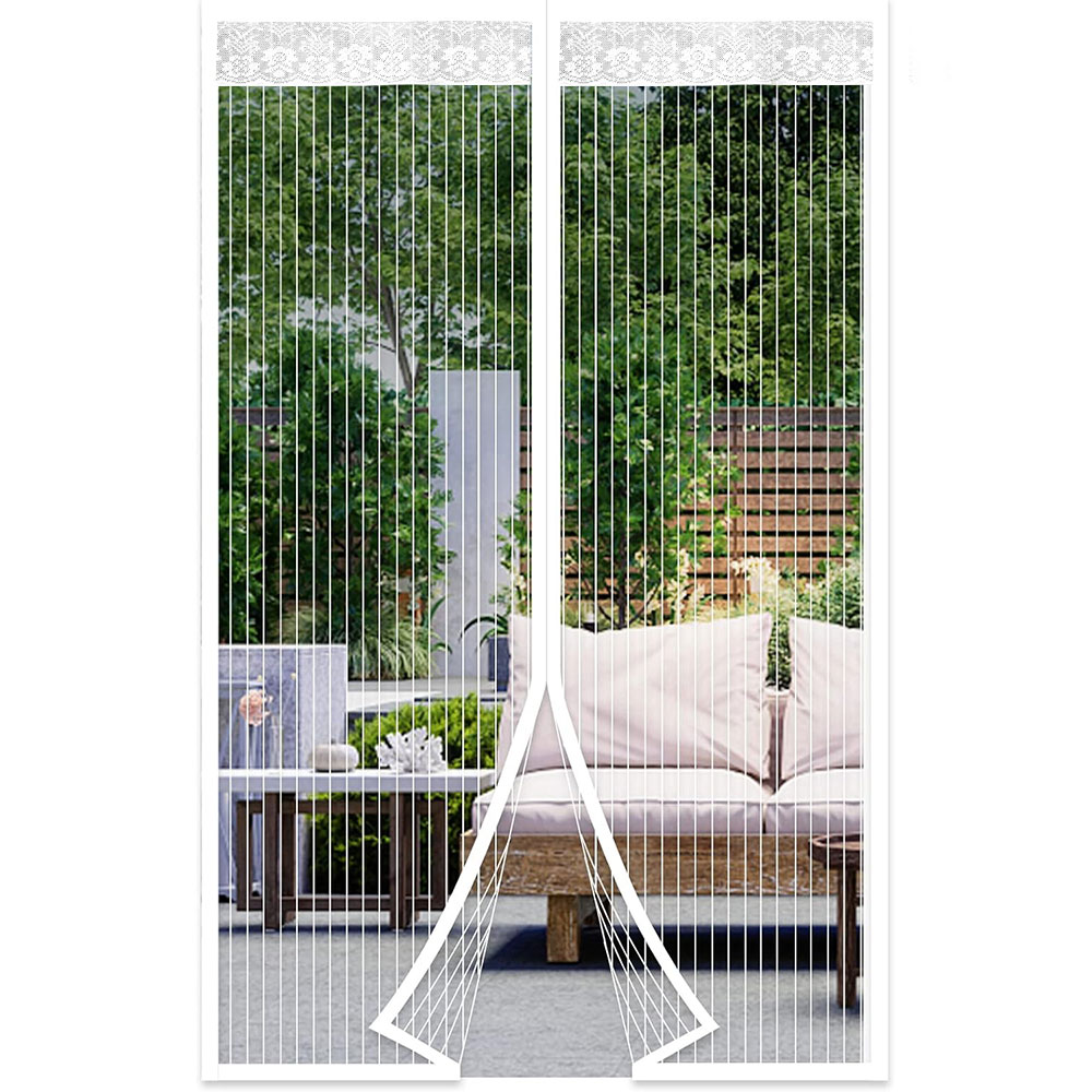 1/3/5pcs Magnetic Screen Door Self Sealing Hands Free Mesh Partition Keeps Bugs Out Pets and Kids Friendly Pending Keep Close: Queen / Light Coffee