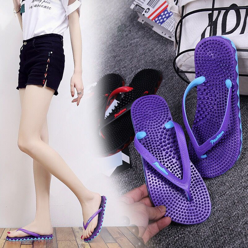 Flip-flops female summer wear non-slip flat bottom simple Korean student plastic soft bottom massage flip-flops