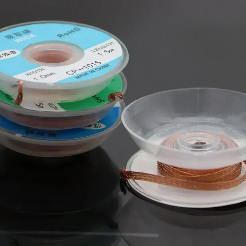 Mecha removedora de soldadura trenzada para desoldar, 1,5 M de ancho, 1,5, 2,5, 3,5, 4mm, cable de plomo, herramienta de reparación BGA