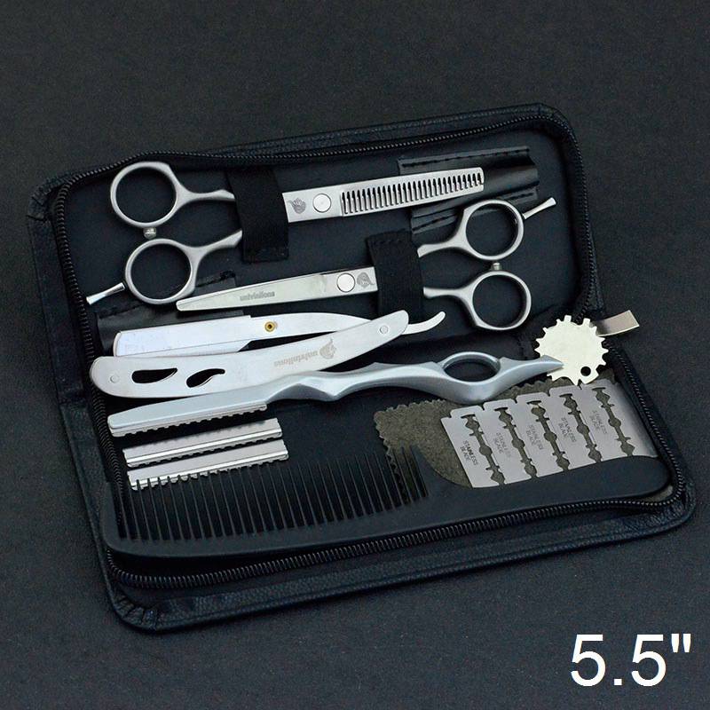 5.5" sharp scissors cut hair scissors thinning scissors pinking barber razor edge haircut cabelereiro hair cutting scisors: 5504B-Kit 2 Razor