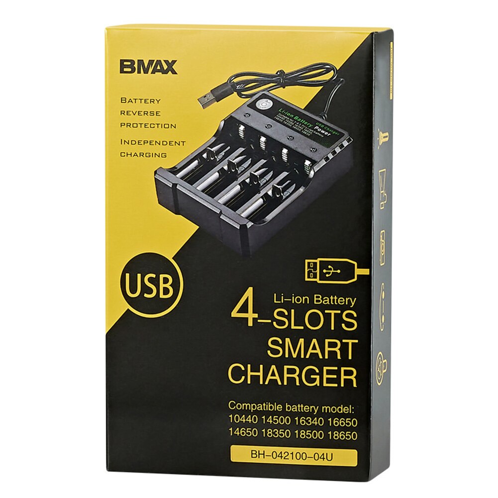 Chargeur Batterie 4 Slots Universel - Pour Batteries Li-ion 18650, 21700, NiMH AA, AAA - Charge Rapide 0.5A-2A - USB