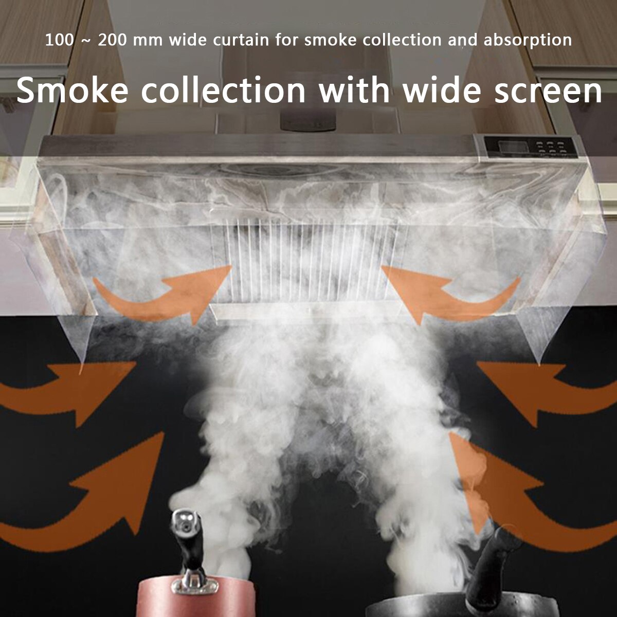 2M Transparent Range Hood Baffle Smoke Cover Cooktop High Temperature Resistant Self-adhesive Oil Shield