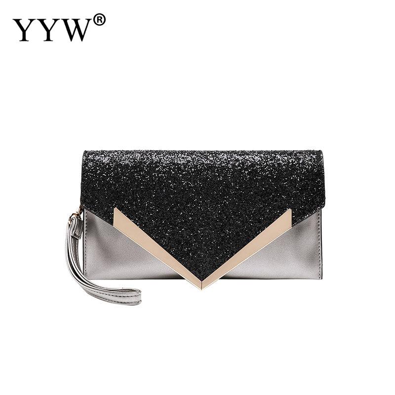 Mode Lovertjes Envelop Clutch En Schoudertas Goud Zwart Messenger Tote Bag Voor Werk Zakelijke Banket Party Koppelingen Purse