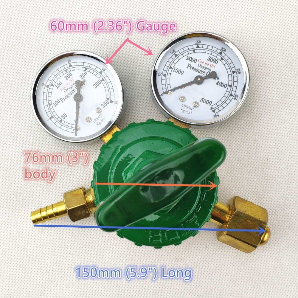 Sauerstoff Regler 0-350kg/cm2 (0-35MPa 0-5000psi) zu 0-25kg/cm2 (0-2,5 MPa) g5/8 Einlass Dual Gauge Schweißen Schneiden Gas Druck Reg