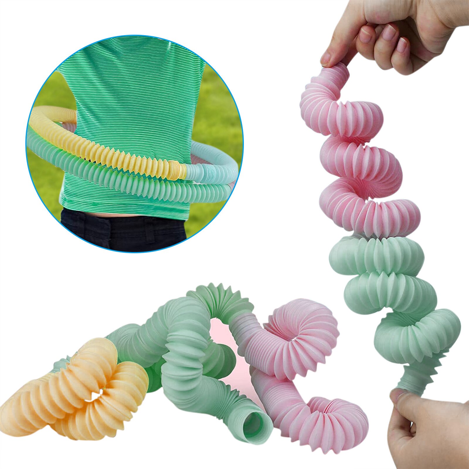 1Pcs Colorful Plastic Pop Tube Coil Magical Toys Circle Funny Toys Early Puzzle Educational Folding Magical Figet Toy