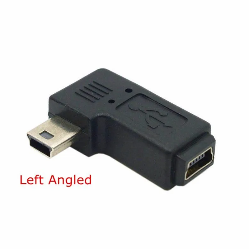 Mini USB 5 Pin Male to Female Extension Adapter 90 Degree Left & Right Angled Mini USB Connector Adaptor: black
