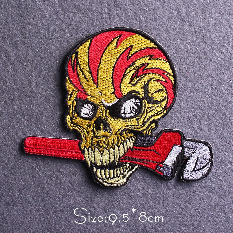 Nicediy Diy Schedel Patch Ijzer Op Patches Voor Kleding Applique Geborduurde Patches Voor Kleding Punk Patch Voor Jas Rugzak: PE5660CT