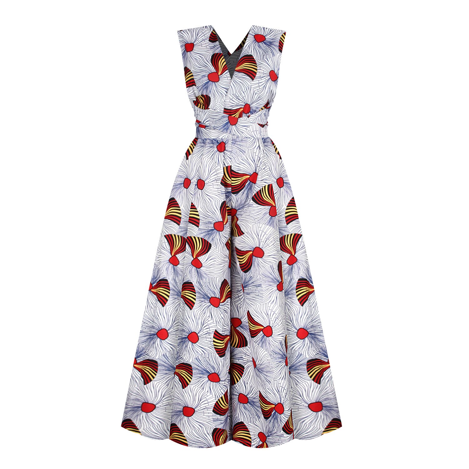 Dashiki African Dresses For Women Bazin Jumpsuits Ankara Dresses Off Shoulder Riche African Print Clothes For Women: White / M