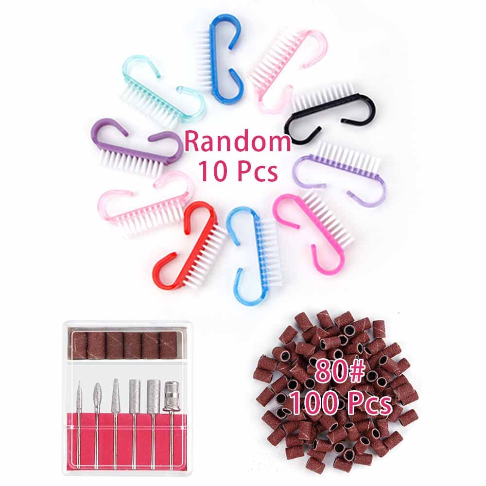 Gellak pedicure gereedschap elektrische nagelboor pen schuurvijl manicure machine set 10pc nagelkunst reinigingsborstel zacht stof verwijderen: Set 1