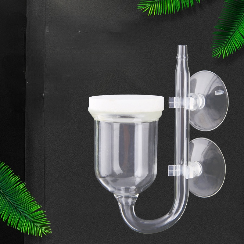 Aquarium  co2 system diffuser u-formet glas bøjet rør sugekop akvarium  co2 boble forstøver reaktor akvarie tilbehør