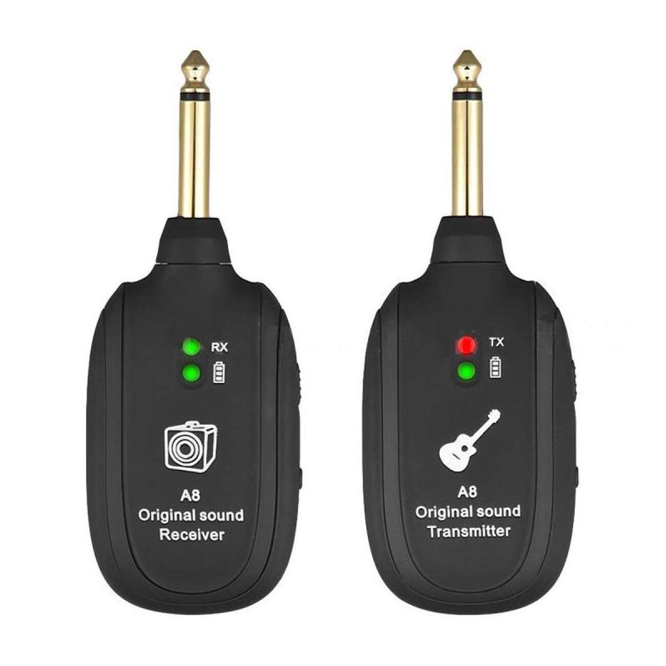 2pcs Guitar Wireless System Transmitter Receiver Wireless Guitar Transmitter Built-In Rechargeable Battery