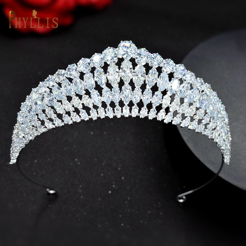 A366 Zirconia Princess Wedding Bridal Tiaras and Crowns Pageant Hair Jewelry Party Headpieces for Women Birthday Crown Headdress