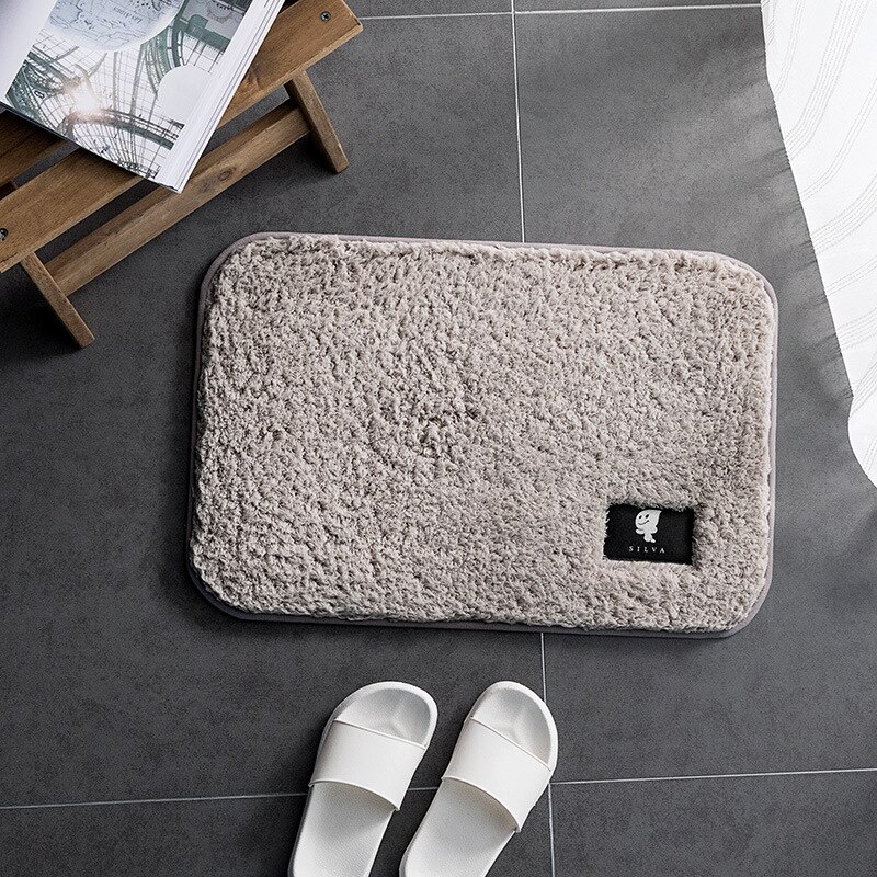 Home Bath Mat Non-Slip Bathroom Carpet Rectangle Washable Mats Microfiber Home Carpets kitchen Toilet Floor Decor: Light gray / 60x90CM