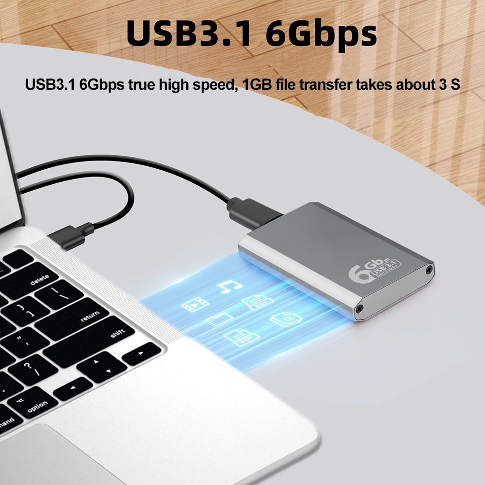 mSATA to USB 3.1 Gen2 6Gbps SSD Enclosure Adapter Strong Case with Type C Port for mSATA Internal Solid State Drive Hard Drive