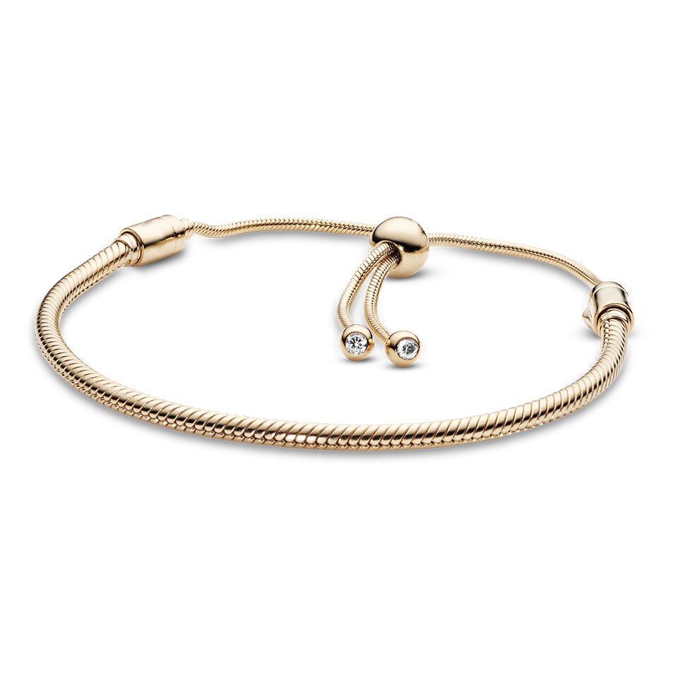 925 argento sterlina in oro rosa braccialetto di Fascino dei monili "Adatto per usura di Donne Perline FAI DA TE Braccialetto Scintillante CZ: PAB013-B