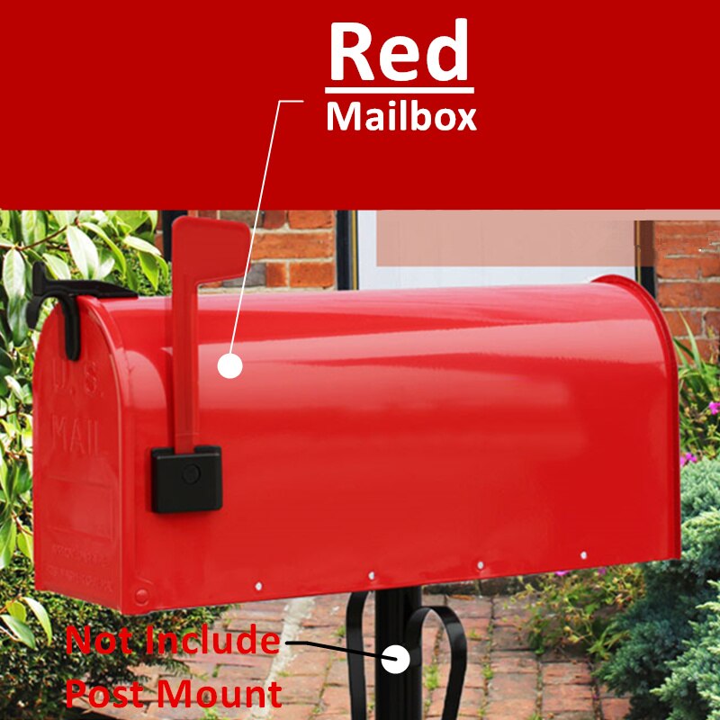 Alwasyme Post-Mount Mailbox: Red Mailbox