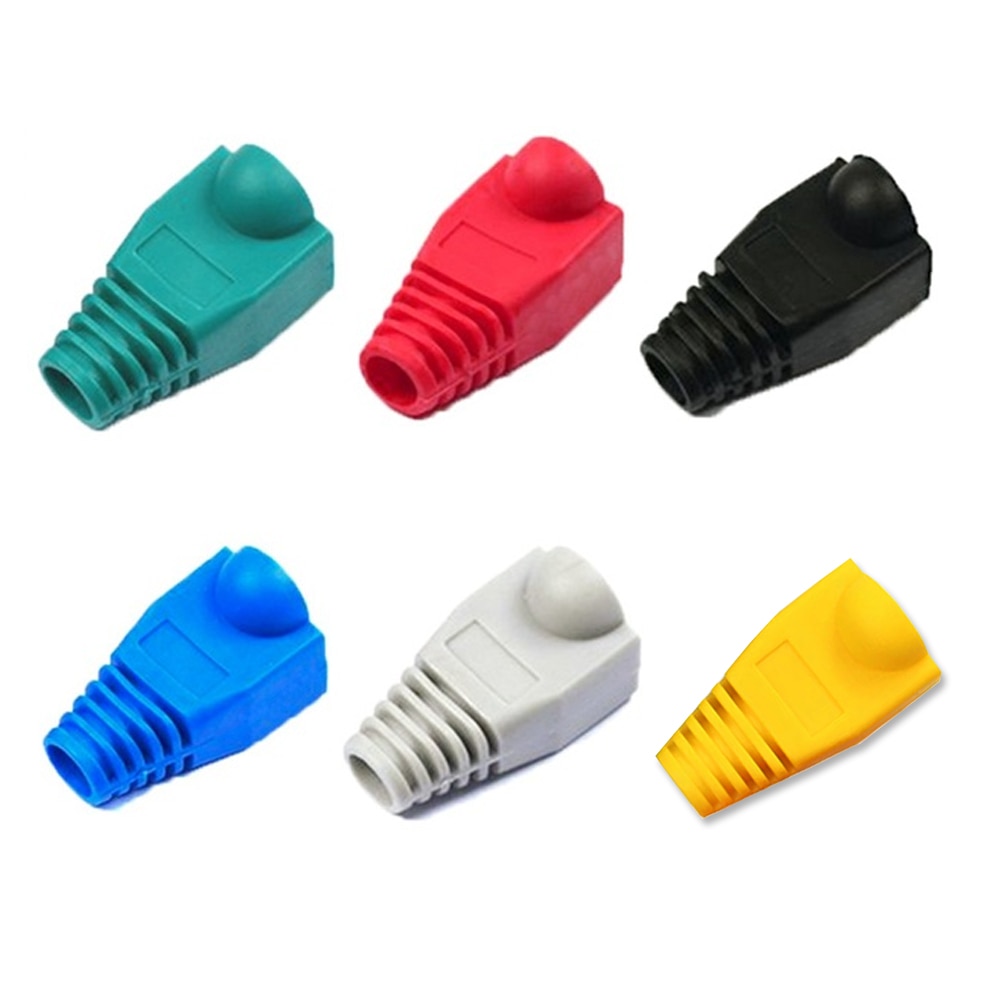 RJ45 CAT6 CAT5e Adapter Cap Ethernet Network Cable Connector Plugs RJ45 Caps Cat 5 protective Sleeve Multicolour 50 100pcs/lot