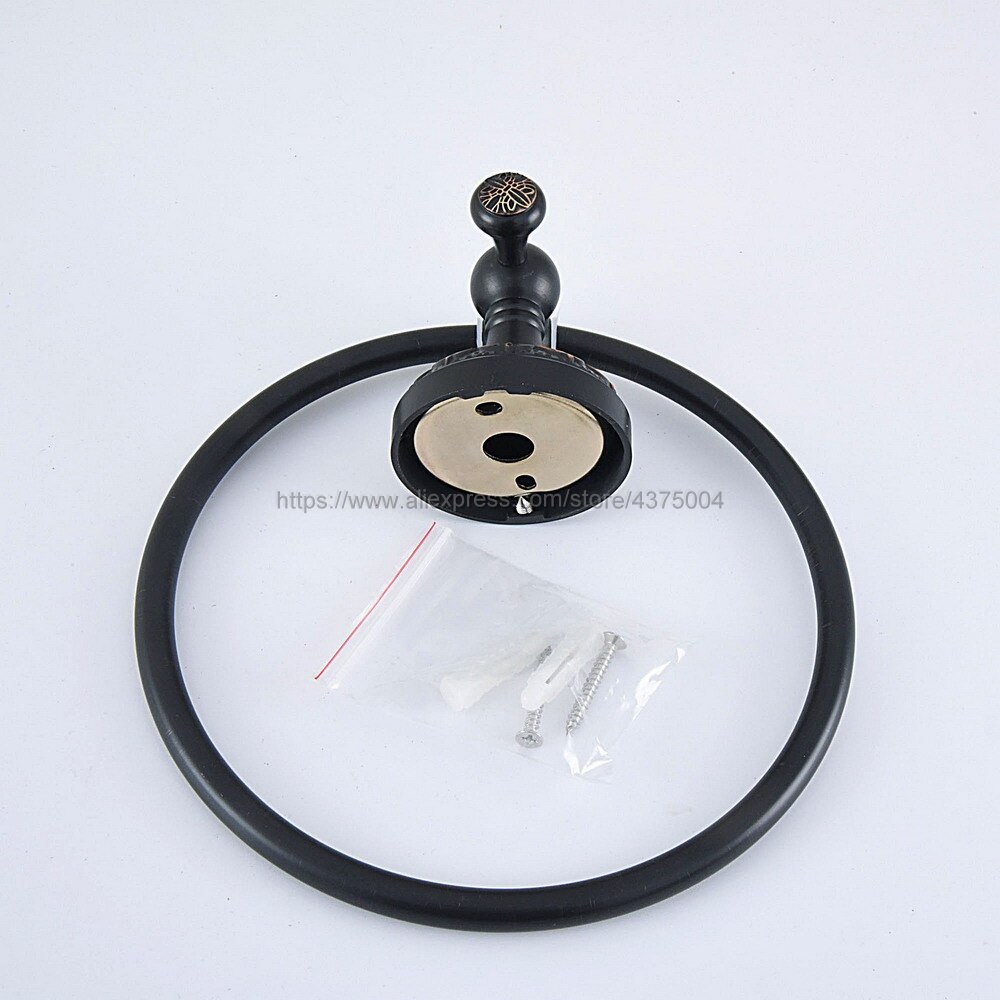 Negro aceitado de aceite de latón anillo montaje en pared accesorios de baño anillo toalla Toalla de baño Baño hardware Nba856