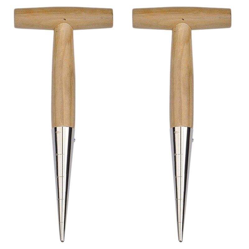 2PCS Hole Puncher Fertilization with Seeder Sowing Seedling Gardening Tool Helper Inserting Soil Gardening