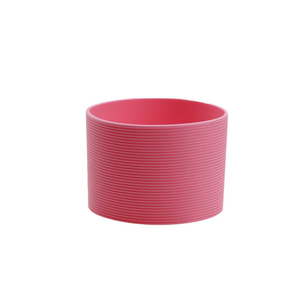 Silicone world 6.5CM tazza di vetro in Silicone tazza antiscivolo manica isolamento antiscivolo copertura protettiva striscia orizzontale copertura isolante: Pink