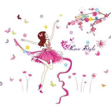 [shijuekongjian] Cartoon Girl Dancer Wall Stickers... – Vicedeal