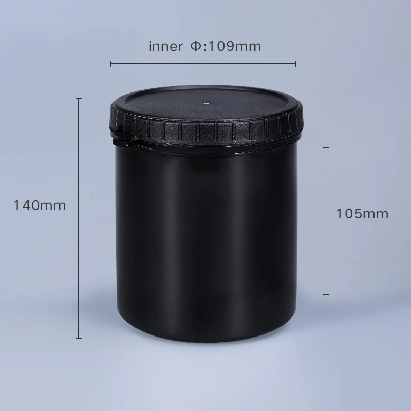 1000ml Wide Mouth plastic jar with inner and outer lid Food Grade HDPE Storage Container Leakproof Food Bottle: black-C