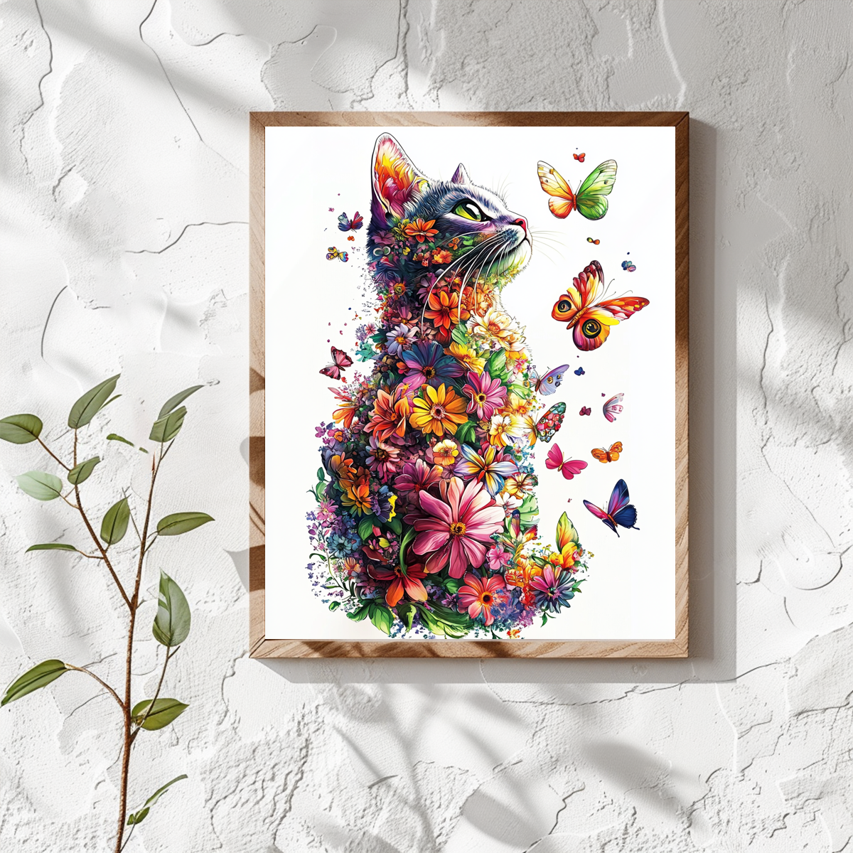 1pc 40X50CM/15.74*19.7inch Flower cat cross stitch Kit DIY kit 11CT/14CT Eco-cotton Thread for Wall decoration