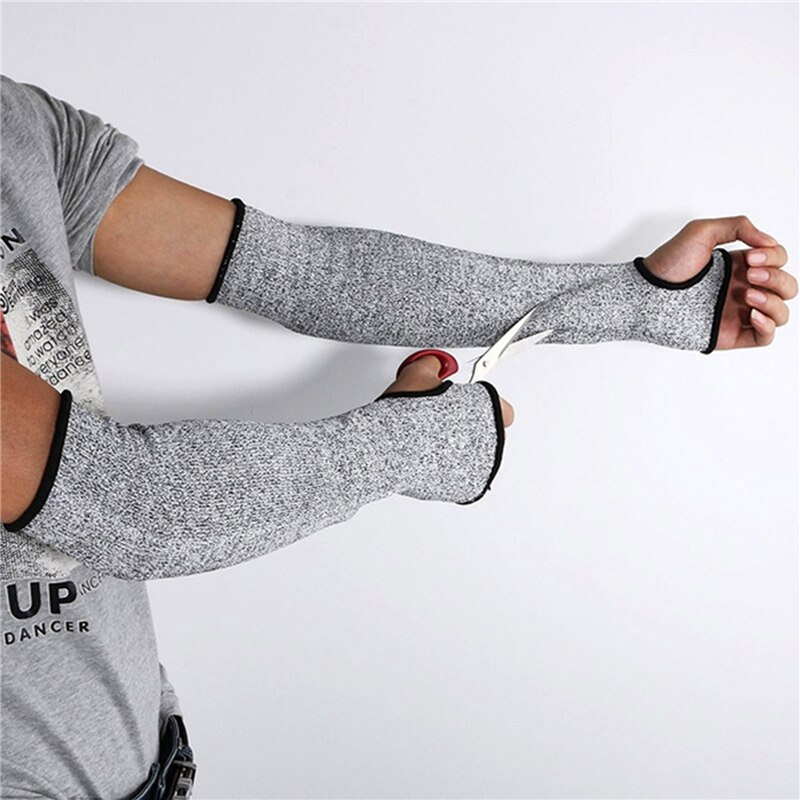 1Pc Level 5 HPPE Cut Resistant Anti-Puncture Work Protection Arm Sleeve Cover: Thumb opening 35cm