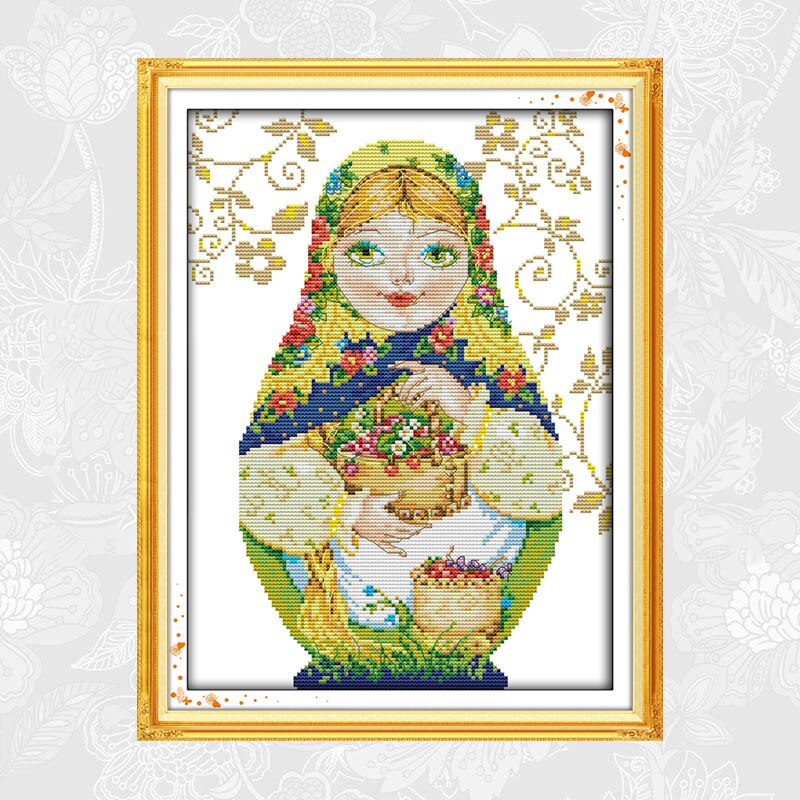 Russian Doll Patterns Cross Stitch Kits Printed Aida Canvas 14CT 11CT Chinese Embroidery Sets DIY Handmade Needlework Crafts