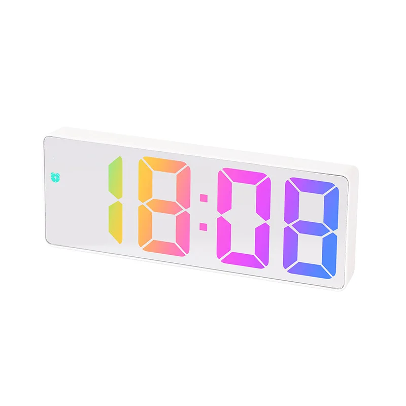 Acryl // Spiegel digitaler Wecker Sprach steuerung bunte Schrift Nacht modus Tisch uhr Schlummer 12/24h elektronische LED-Uhren: Rosa