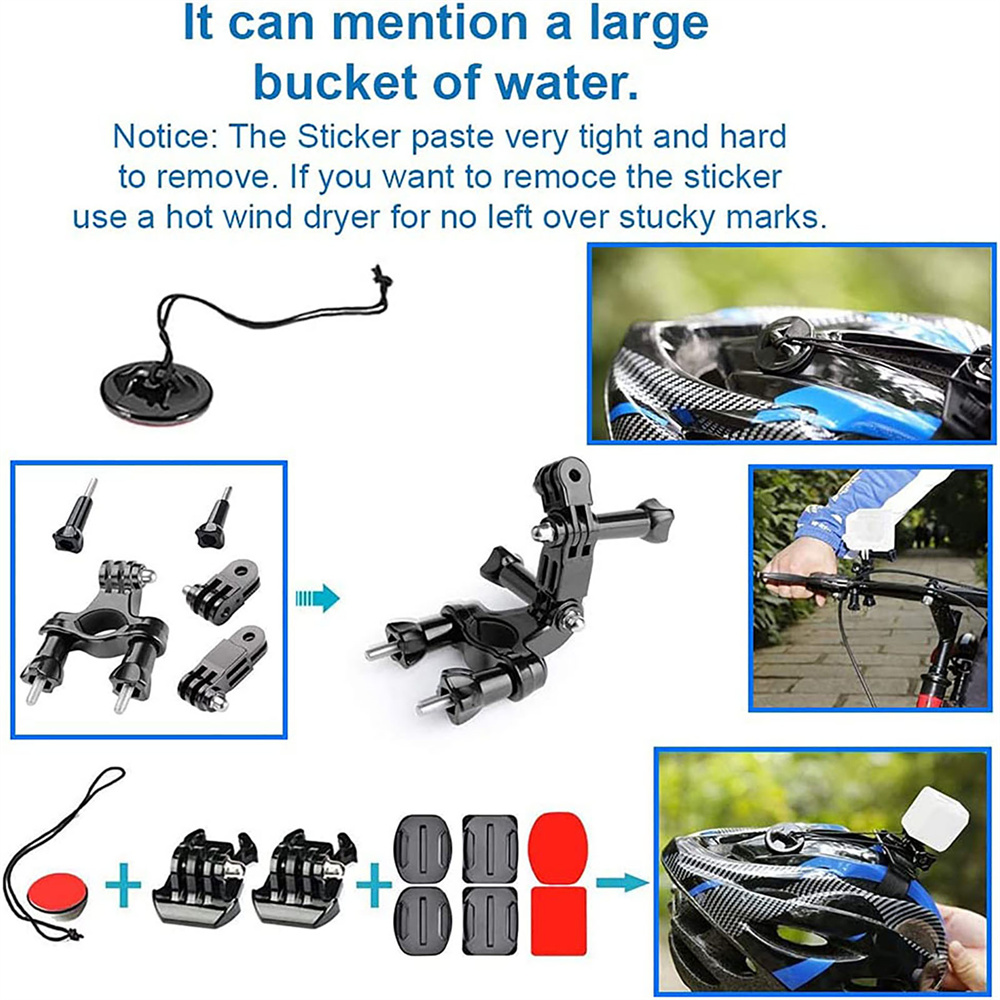 Action Camera Accessories Kit for Gopro Hero 12 11 10 9 8 7 6 5 4 Max Mount Session YI 4K SJCAM EKEN Osmo AKASO APEMAN Accessory