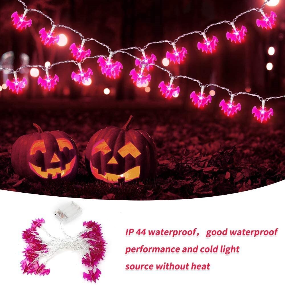 Solar Powered 20/30/50 LED Bat String Lights DIY Hanging Horror Halloween Decoration Lights for Outdoor Halloween Party Xmas