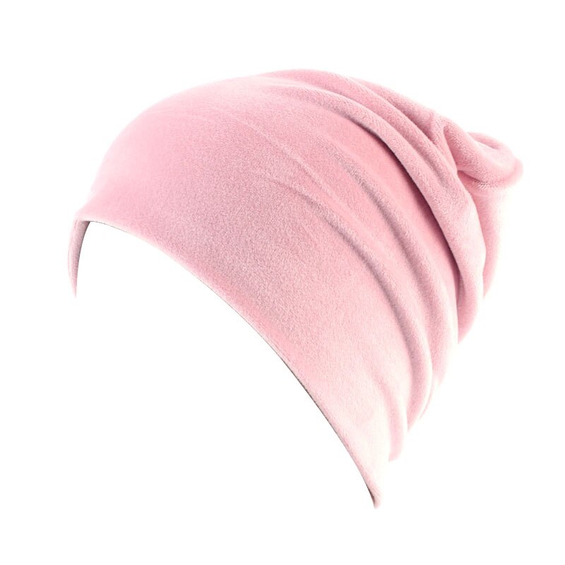Bonnet en velours pour femme, décontracté Polyester, Skullies, Skullies, Bonnet, hiver, velours uni, cagoule, Sapka: Pink