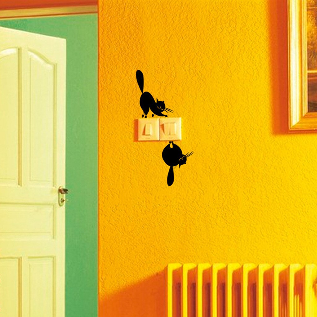 Cute Cat Theme Family Room Window Wall Mural Decorative Decal Beautiful Diy Detachable Wall Sticker Accessories Tools