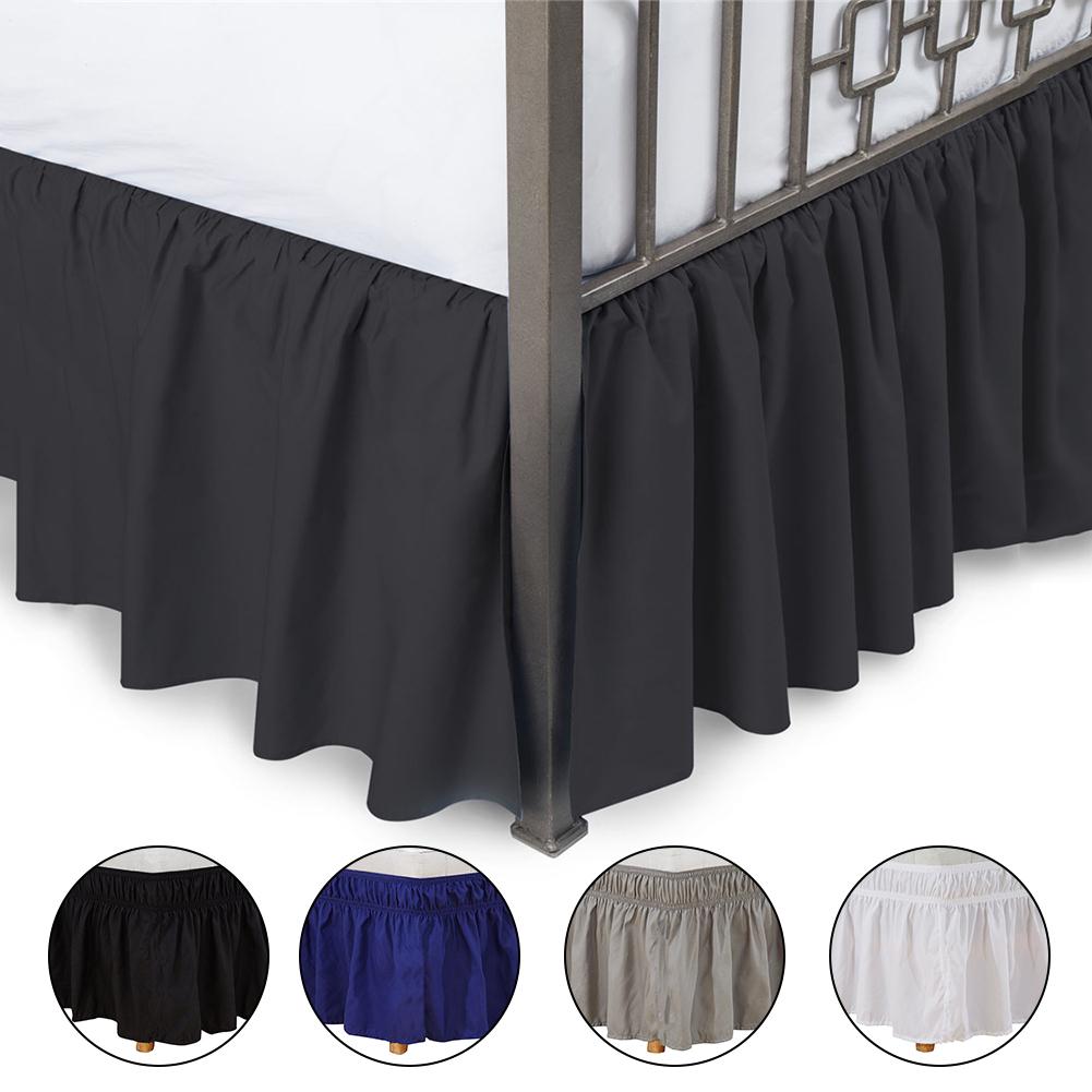 Omkring seng nederdel elastiske seng flæser let pasform rynkebestandige seng nederdele ensfarvet  #4o