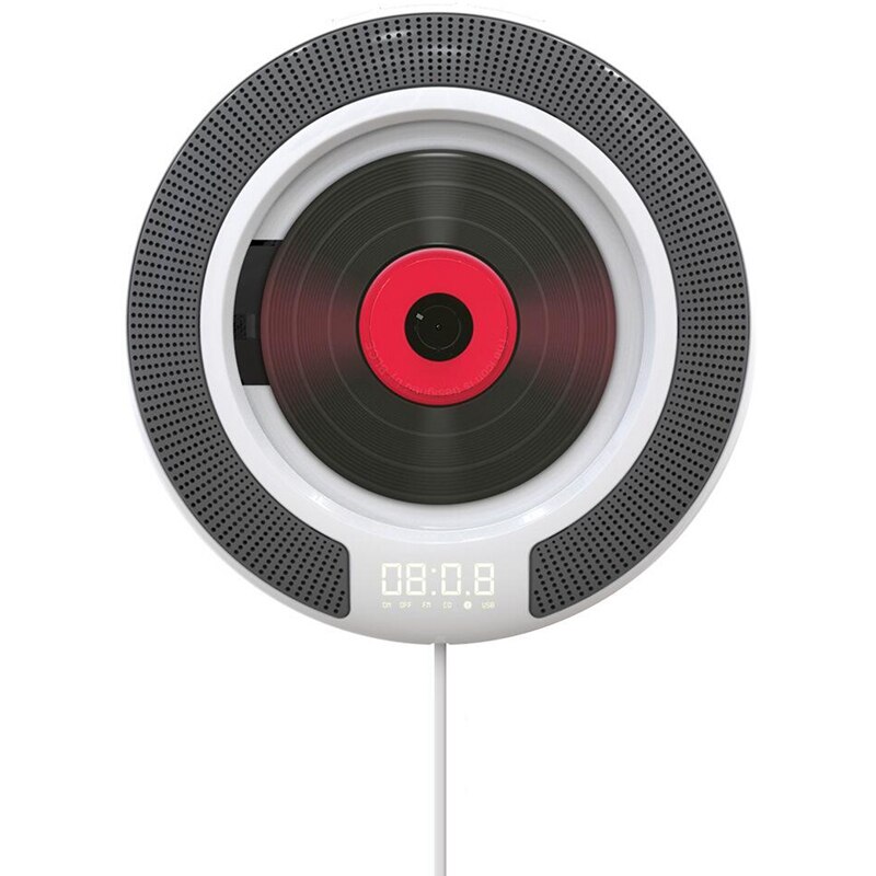 Bärbar cd-spelare med bluetooth-väggmonterbar fm-radio inbyggd hifi-högtalare med hörlursuttag för fjärrkontroll