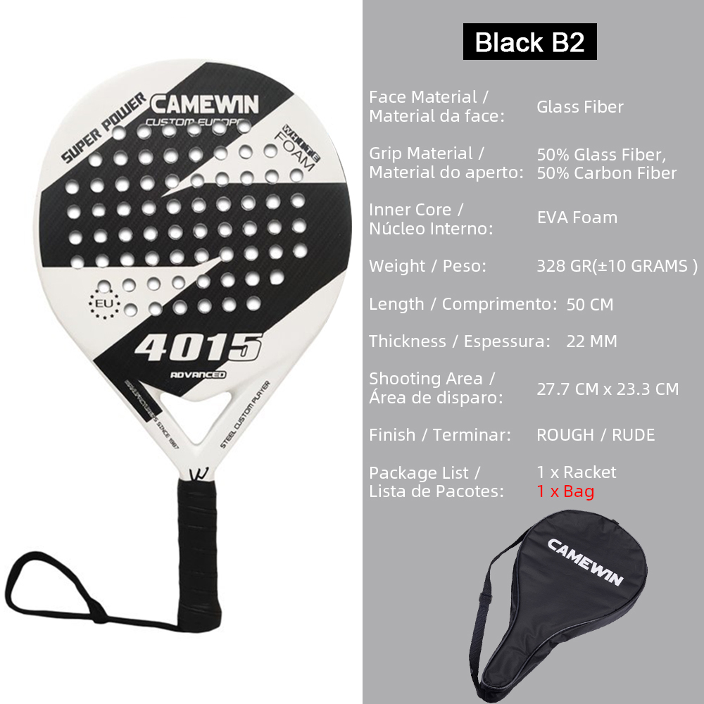 CAMEWIN Beach Tennis Racket Carbon Fiber Adult Professional High Quality Sport Goods Equipment Lightweight Soft EVA Face Racquet: Black B2