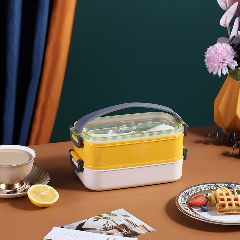 Roestvrij Staal Lunchbox Student Magnetron Kinderen Bento Box Voedsel Opslag Met Onafhankelijke Doos Container Opslag Ontbijt Doos: yellow / 304 stainless steel