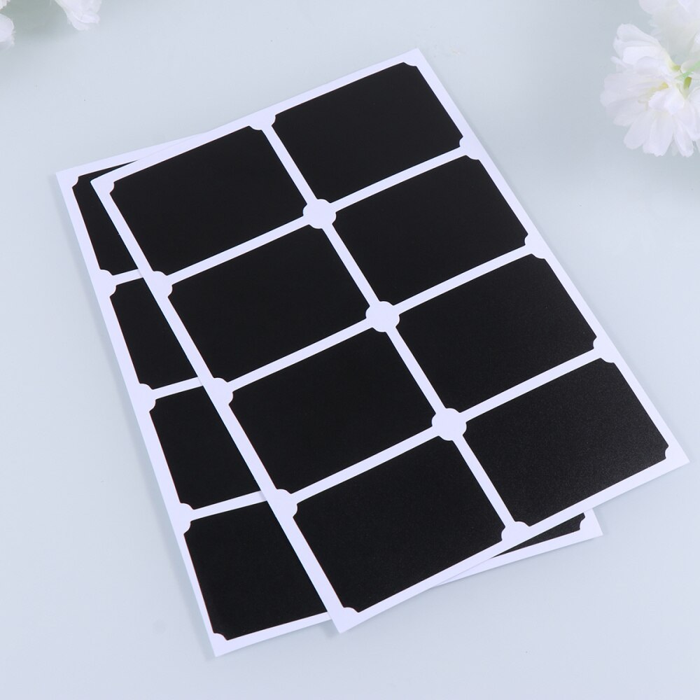 10 Vellen Uitwisbare Schoolbord Label Pvc Blackboard Stickers Schrijven-Op Sticker Voor Jar Fles Bus (Zwart): Size 2