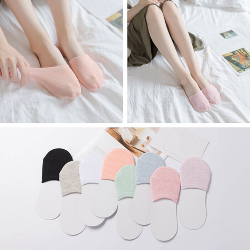 Summer Cotton Solid Women Boat Socks Cool Half Palm Non-slip Thin Invisible High Heel Socks Half Casual Breathable Peds &amp; Liners