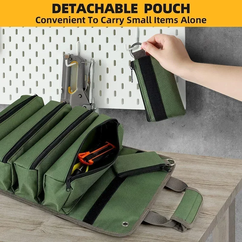 Sac à outils polyvalent de , pochette professionnelle multi-poches pour outils matériels, sac de rangement Portable pour petits outils enroulable