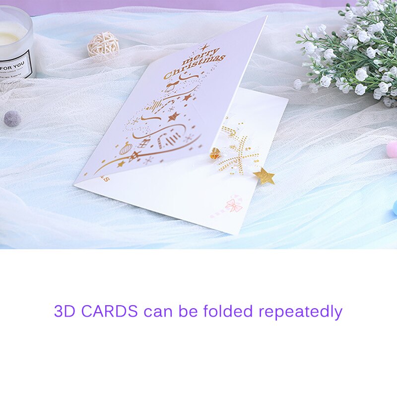 3d Crystal Paper Sculpture Christmas Tree Greeting Card Xmas Home Tabletop Blessing Card Decoration Crystal Tree