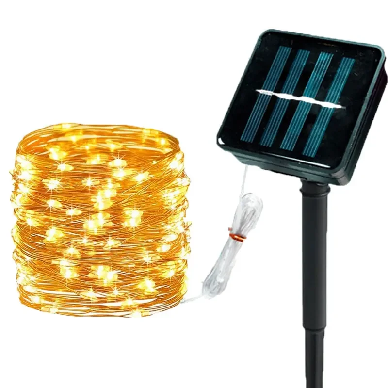 8-mode LED Solar Copper Wire Light String Outdoor Waterproof Wedding Fairy Tale Light, Garden Light, Used for Outdoor Garden